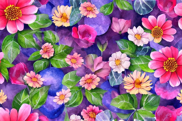 Color illustration with flowers