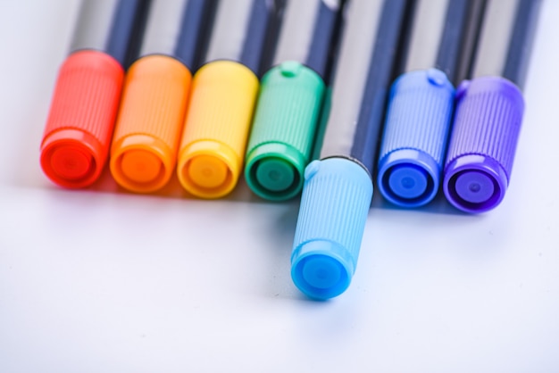 Color marker color pen set isolated on white close up. lGBT concept