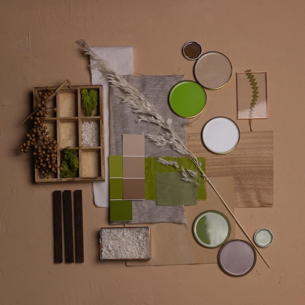 color palette mood board for interior design and decor