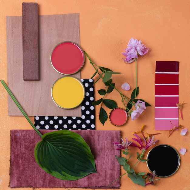 color palette mood board for interior design and decor