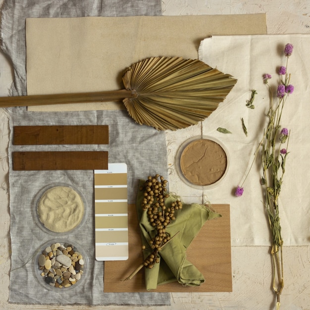 color palette mood board for interior design and decor