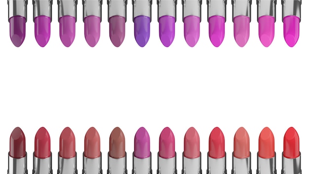 Color palette of various lipsticks isolated