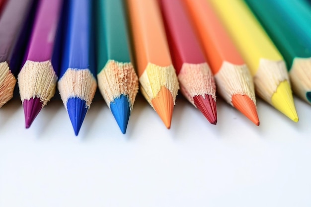 color pencil on white background wooden colored pencils