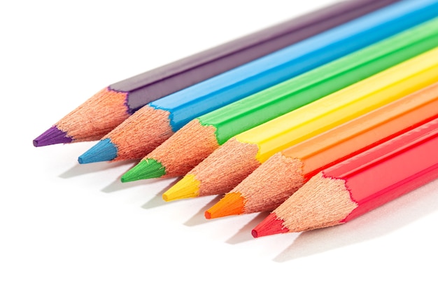 Color pencils isolated. Rainbow LGBTQ Colored pencils.