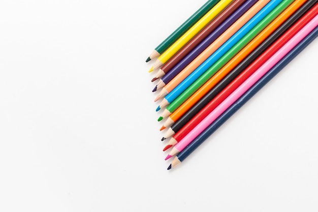 Color pencils on isolated white background