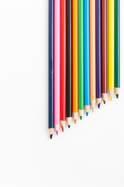 Color pencils on isolated white background