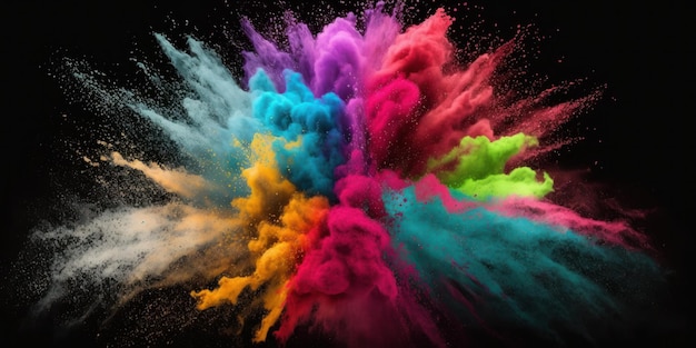 Color powder explosion Colorful explosion Paint holi Created with generative AI technology