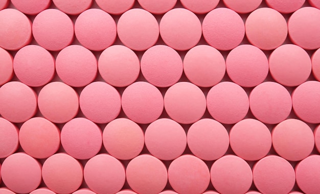 Color round pills closeup