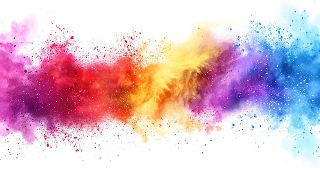 Color Splash Background Wide Panorama of Holi Paint Explosion in Vibrant Rainbow Colors