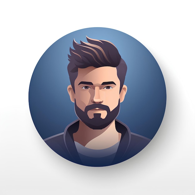 Color user icon of a man with a beard on a blue background