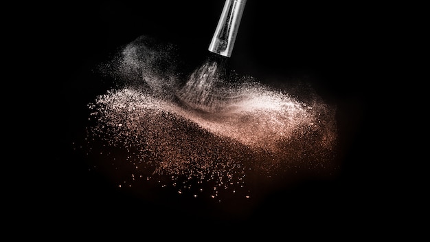 Color of the year, powder splash and brush for makeup artist