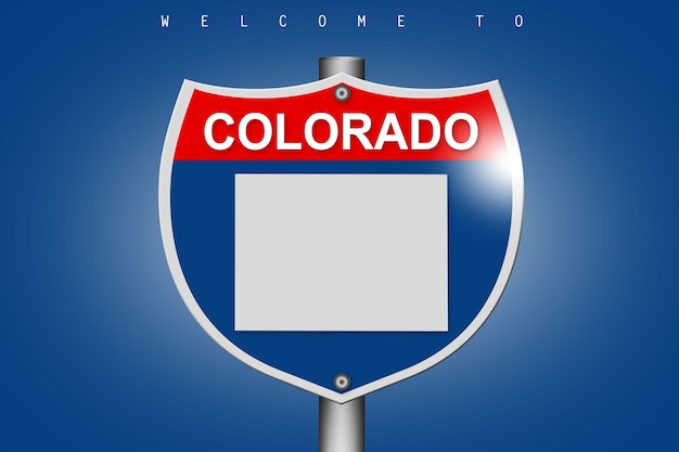 Colorado on highway road sign over blue background