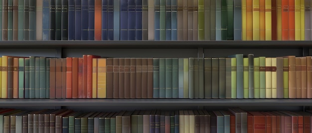 Colorcoded books create a stunning ombre effect on modern minimalist shelves