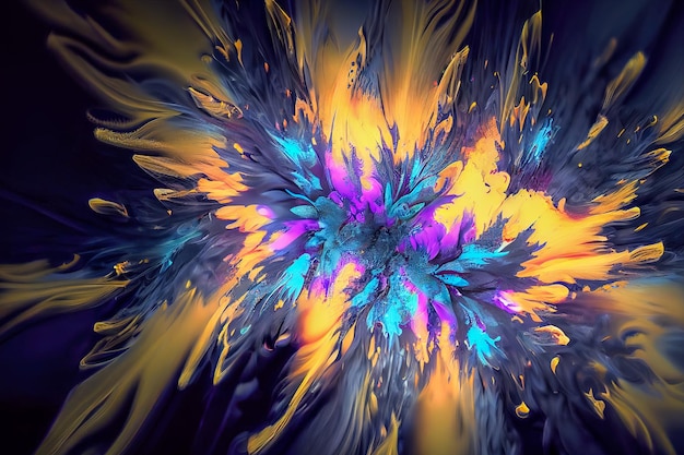 Colored 3d fractal background Generative AI