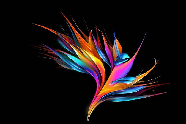 A colored abstract illustration of a bird of paradise Generative Ai