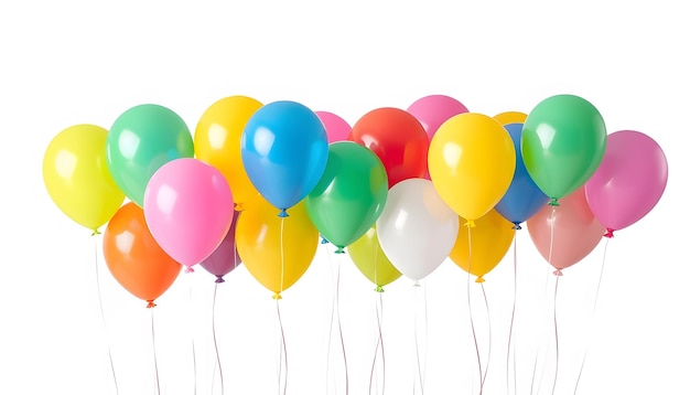 colored balloons on a transparent background isolated with white highlights