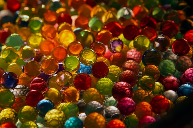 Colored balls with cell shapes inside and illuminated that give a unique and mesmerizing effect