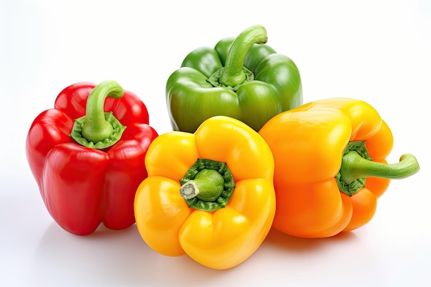 Colored Bell Peppers On White Background