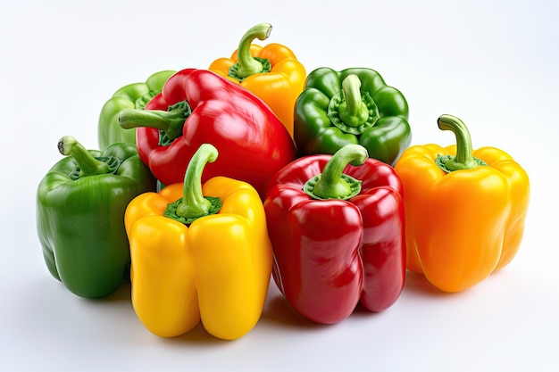 Colored Bell Peppers On White Background