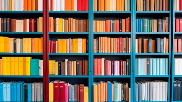 Colored books on the shelves Generative AI