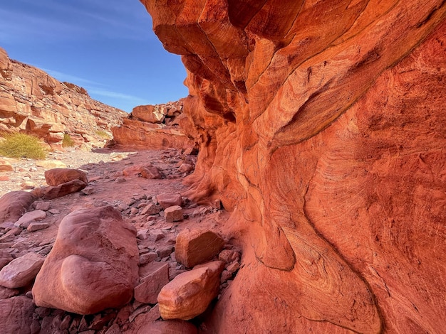 Colored canyon with red rocks Egypt desert the Sinai Peninsula Nuweiba Dahab