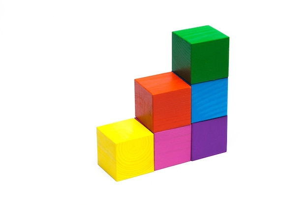 Colored children cubes on white isolated background