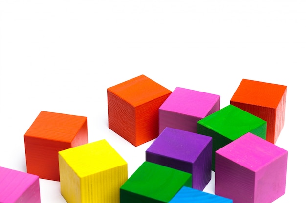 Colored children cubes on  white isolated background