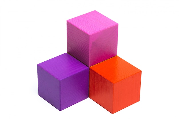 Colored children cubes on  white isolated background