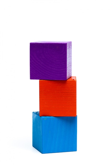 Colored children cubes on white isolated 