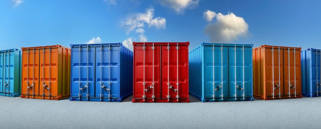 Colored container boxes cargo for import and export