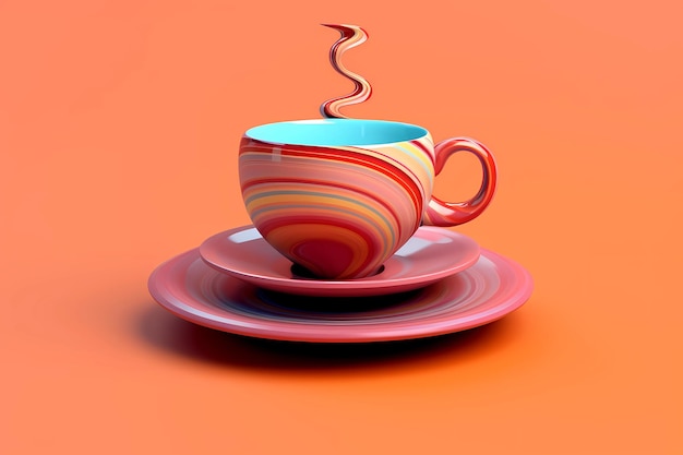 Colored cup Isolated on a orange background