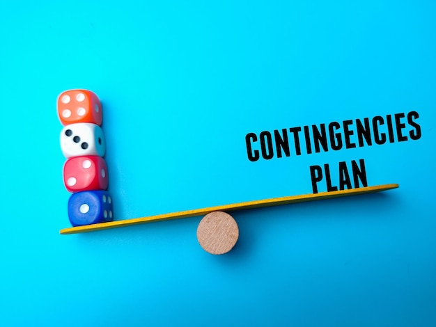 Colored dice with the word CONTINGENCIES PLAN