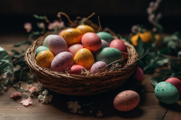 Colored eggs for Easter AI Generated