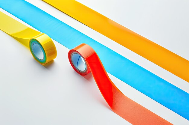 Photo colored electric tape with adhesive on white background