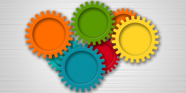 Colored gear wheels showing business cooperation concept