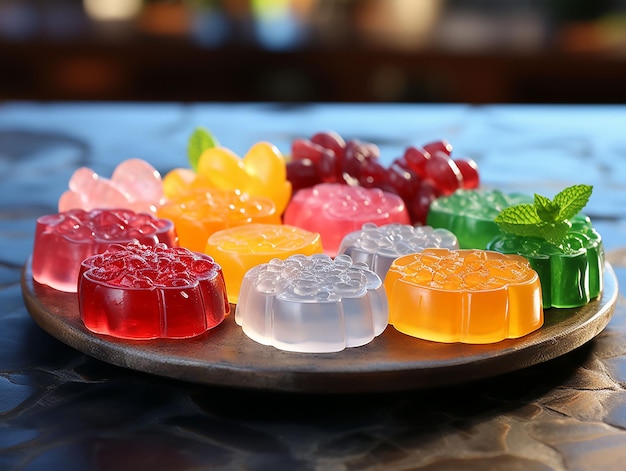 Colored jelly candies in plate