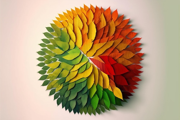 Colored leaves gradient background Created with generative Ai technology