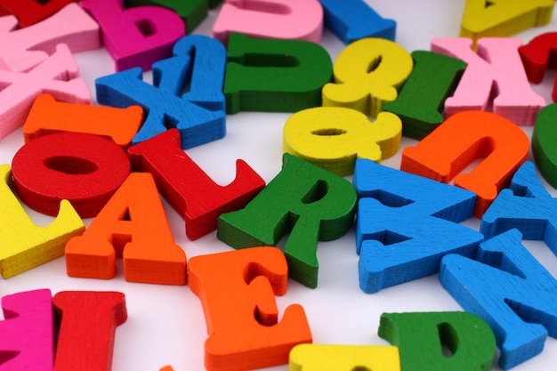 Colored letters close up which symbolize knowledge and learning