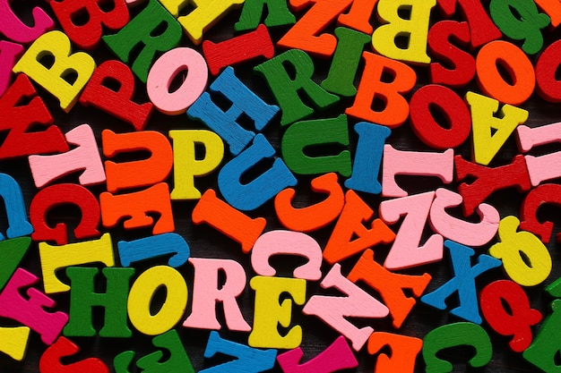 Colored letters close up