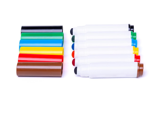 Colored markers isolated on a white background