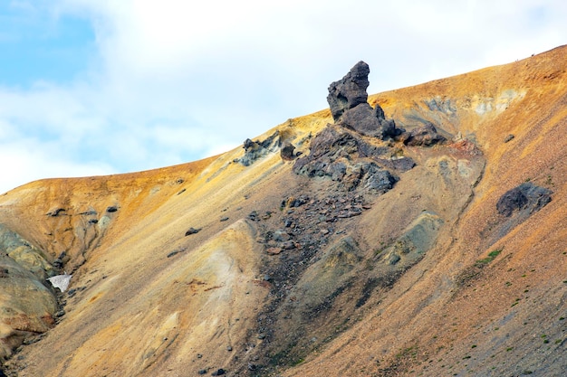 Colored mountains of the volcanic landscape of Landmannalaugar Iceland tourism and nature