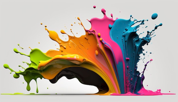 Colored paint splash isolated on black background Ai generative