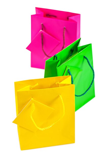 Colored paper bags isolated