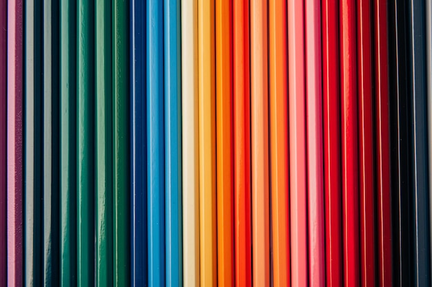 Colored pencil set sharpened pencils of different colors Copy space