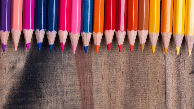 Colored pencils background back to school concept