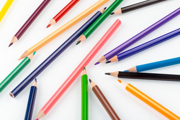 Colored pencils, isolated on the white background.