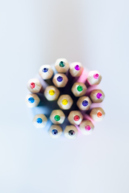 Colored pencils multicolored top view