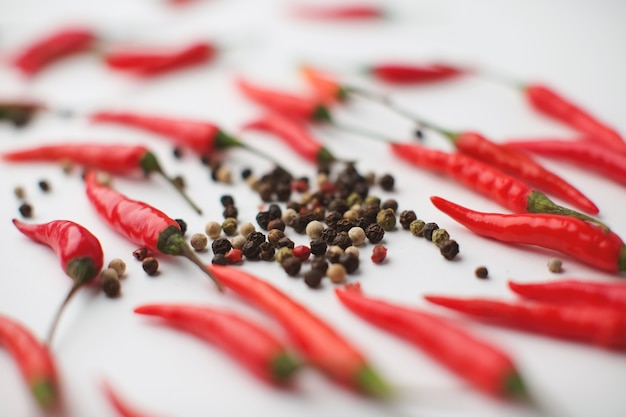 Colored Peppers Mix with red chili pepper. Pepper spices