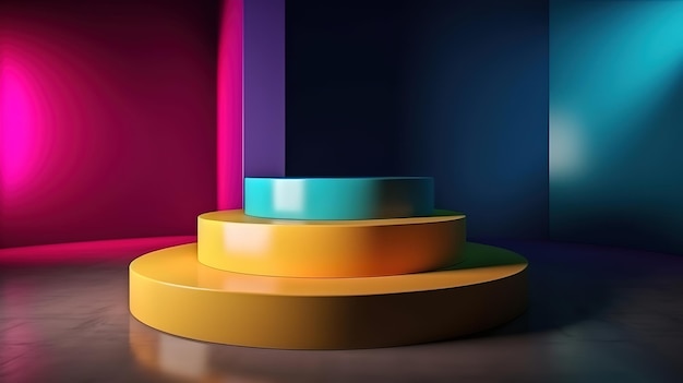 Colored podium background Bright color Generative Ai