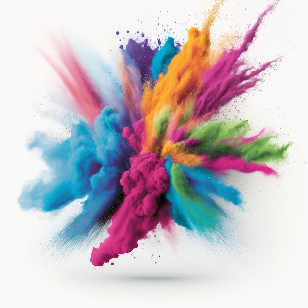 Colored powder dust Colorful powder Color dust white Background Generative AI